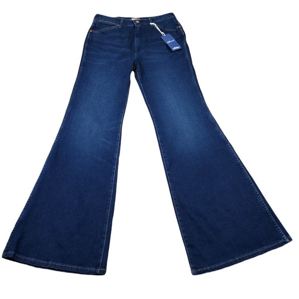 Wrangler Wanderer 622 High Rise Flare Dark Wash Blue Cowgirl Western Size 30x34